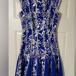 Tadashi Shoji  Dress Small Womens Blue Floral Embroidered Wedding Formal Designer Photo 0