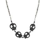 Long Howlite Black Skull Pendant Beaded Chain Necklace NWT New Goth Rock Punk Photo 2