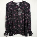 Ba&sh NEW  Cathel Sheer Geometric Printed Blouse in Carbone Women's Size Medium Photo 1