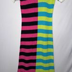 Striped Y2K Vivid Knit Short Sleeve Bodycon Sweater Maxi Dress Photo 4