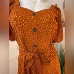 Monteau  Sz Medium Button polka dot Midi Dress Boho burnt orange/brown rust Photo 1