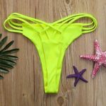 Handmade Thong Bottoms NEON YELLOW THONG BIKINI BOTTOMS Swimwear Cheeky Y2K NEW Crossback Photo 0