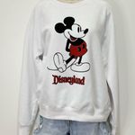 Disney  Mickey Mouse Classic Sweatshirt Disneyland Crew Neck White Medium Retro Photo 1