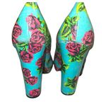 Betsey Johnson Women's Floral Peep Toe Heels - Blue and Pink Photo 2