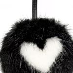 Victoria's Secret Victoria’s Secret VS Black and White Fuzzy Heart Pom Pom Keychain Bag Charm Photo 1