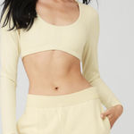 Alo Yoga  Ribbed Defined Long Sleeve Bra French Vanilla Photo 0
