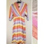 Tara Jarmon Stripey Midi‎ dress pastel Rainbow French 38 US S/6 Photo 1
