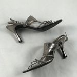 Fioni 7.5  Silver Snakeskin peep toe 3” Heels Photo 1