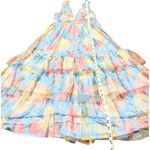 Lulus Perfectly Divine Blue Floral Tulle Tiered Ruffle Midi Dress Sz M NWT Size M Photo 7