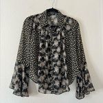 Dress Forum  Floral Bell Sleeve Sheer Blouse Top Size Small Photo 4