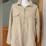 Aerie Beige Ribbed Pullover Quarter Zip size Small (oversized) Photo 0