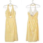 Sugar Lips Gingham Midi Dress Size Medium Yellow White Tie Front Halter Sz M New Photo 3