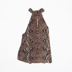 Joie NEW  Cedra B Silk Chiffon Halter Neck Cut Out  Natural Snake Python Blouse  Photo 2