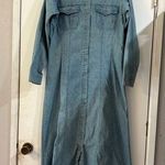 Vintage Denim Maxi Dress Long Line Pearl Snap Buttons Cowgirl Chambray Cottage Blue Size 12 Photo 0