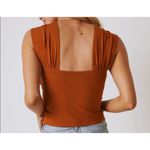 Anthropologie Maeve by  Rust Ruched Square Neck Top Size Small Photo 1