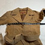 Vintage Jennyfer J 100% Leather Trench Coat Size S Hippie Y2K 70s 80s Bohemian Brown Photo 7