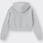 Uniqlo  GU Double Face Sweat Full-Zip Cropped Hoodie NWT Gray Small Photo 3