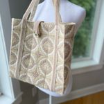 Vintage White Neutrals Handmade Bargello Needlepoint Lined Square Tote Bag Purse Tan Photo 11