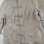 Christopher & Banks  Khaki OpenFront Jacket Womens Small Buckle Detail Front/Cuff Photo 3