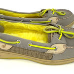 Sperry  Gray and Neon Yellow Fuzzy Loafers Photo 0