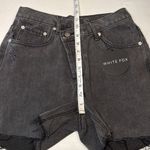 White Fox Boutique White Fox Asymmetrical Waistband Let’s Go Shorts Black Acid Denim, Size XS Photo 1