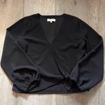 Madewell  Texture & Thread Crepe Womens Black Long Sleeve VNeck Blouse Size Small Photo 1