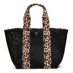 Victoria's Secret VS  Leopard Mesh Tote Top Zip Closure Bag Black NEW Photo 0