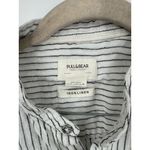 Pull & Bear  100% Linen Striped‎ Button Front Shirt Women Medium Ivory Minimalist Photo 2