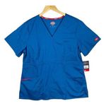 Dickies NWT  Royal Blue Womens Modern Classic Short Sleeve V-Neck Scrub Top Large Photo 0