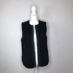 Madewell Women's Black Sherpa Faux Fur Zip Sleeveless Vest Size Small Photo 3