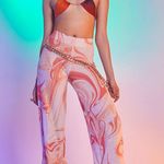 Jaded London Orange Swirl Ruched Hem Printed Knit Joggers Photo 0