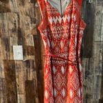 Dress Barn burnt orange women fit & Flare midi aztec length & lace print dress. 39 length x 15 wide Photo 3