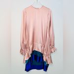 Roksanda Blush Pink Colorblock Tiered Teal Blue Silk Satin Dress Size 10 Photo 12