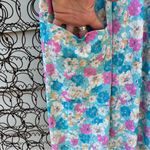 Vint. 60s Status 2 California pink blue floral silver metallic house dress mumu Size L Photo 3
