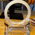 Elegant Jade Cream Bangle Bracelet Photo 0