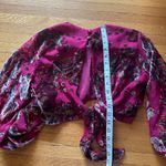 Nasty Gal Velvet Keyhole Crop with Billow Sleeves and ties, Size 4. Photo 2