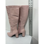 Womans Pink Knee High Boots 7.5 Block Heel 1/4 Zip Pointed Toe Snake Print NWOT Photo 3