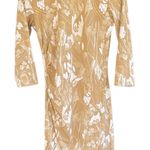 EUC J. McLaughlin Catalina Cloth aside Ruche Dress Tan White Floral Size XS Photo 0