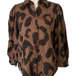 Pistola  brown & black animal print button down top size XS Photo 0