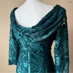 Tahari  | Forest Green Lace Draped Neck Long Sleeve Cocktail Dress Sz 6 Photo 5