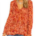 Free People FP Womens Dark Romantic Tunic Long Sleeve Shirt Orange Merlot Combo Photo 0