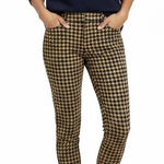 Old Navy  Blue Orange Houndstooth Skinny Pants Plaid Pixie 8 Tall Holiday College Photo 0