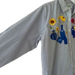 The Quacker Factory Women’s Embroidered Floral Striped Office M #2332 Blue Size M Photo 4