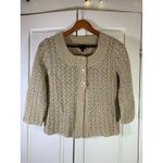 Talbots  Sweater Womens Petites Small Neutral Hand Knit Cardigan Button‎ Preppy Photo 1