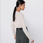 ZARA NWT Super Soft Exposed Seam Top Sweater Taupe Small Photo 2