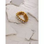 SIZE 8 18kt Gold Plated 316L Stainless Steel Cubic Zirconia Ring Photo 2