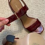 Calvin Klein Size 7.5 Red Croc Embossed Two Strap Sandal Heels Photo 7