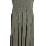 Pretty Garden Olive Green Smocked Midi Dress Size Large Green Cottagecore Dress Photo 0