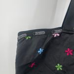 LeSportsac Bag Flower Embroidery Black Zipper Tote Lightweight Travel MultiColor Photo 11