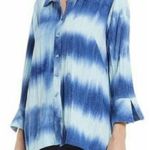 Ali Miles Tie Dye Tunic Blouse Size XL Crinkle Blue White Photo 2